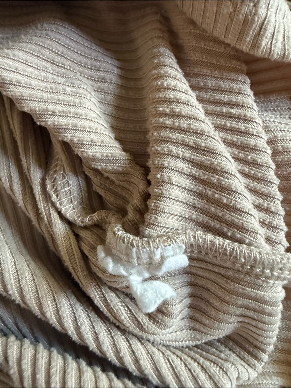Beige Ribbed Cold Shoulder Top - Picture 3 of 5